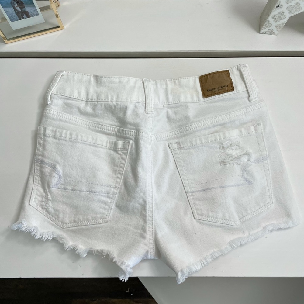 LAST CHANCE- White Distressed Denim Shorts